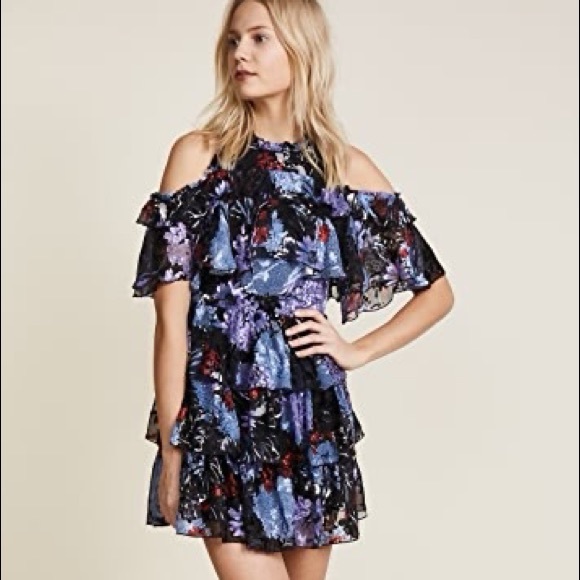 Alice + Olivia Nichola Cold Shoulder Ruffled Dress - Picture 2 of 9